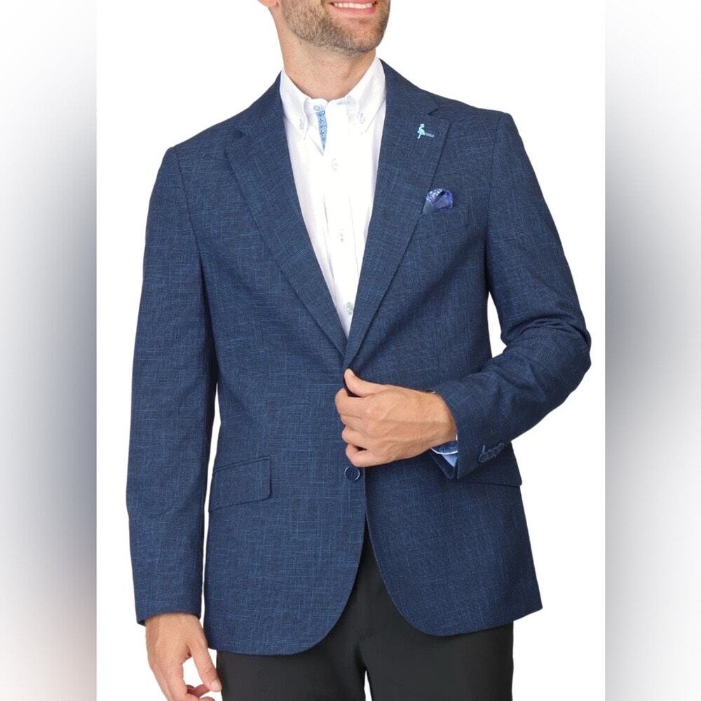 Tailorbyrd Collection Navy Tonal Broken Check Sport Coat Blazer NEW Size 38S